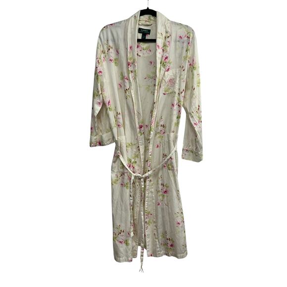 Cottagecore Floral Robe Lauren Ralph Lauren Soft Cotton Medium - Picture 1 of 8